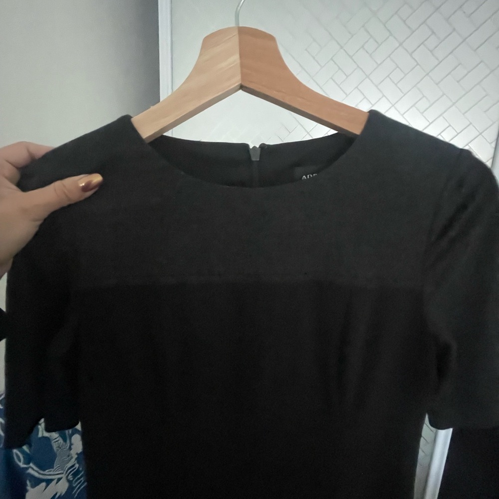 Adrianna Papell black crewneck dress with grey short sleeve